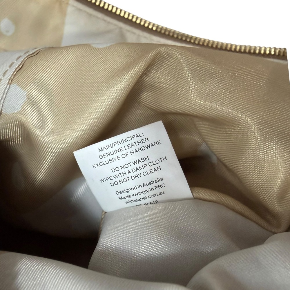 Alf the Label Leather Clutch Bag Grande Taupe Pebbled Gold Ring Ripple Carabiner - Picture 12 of 14
